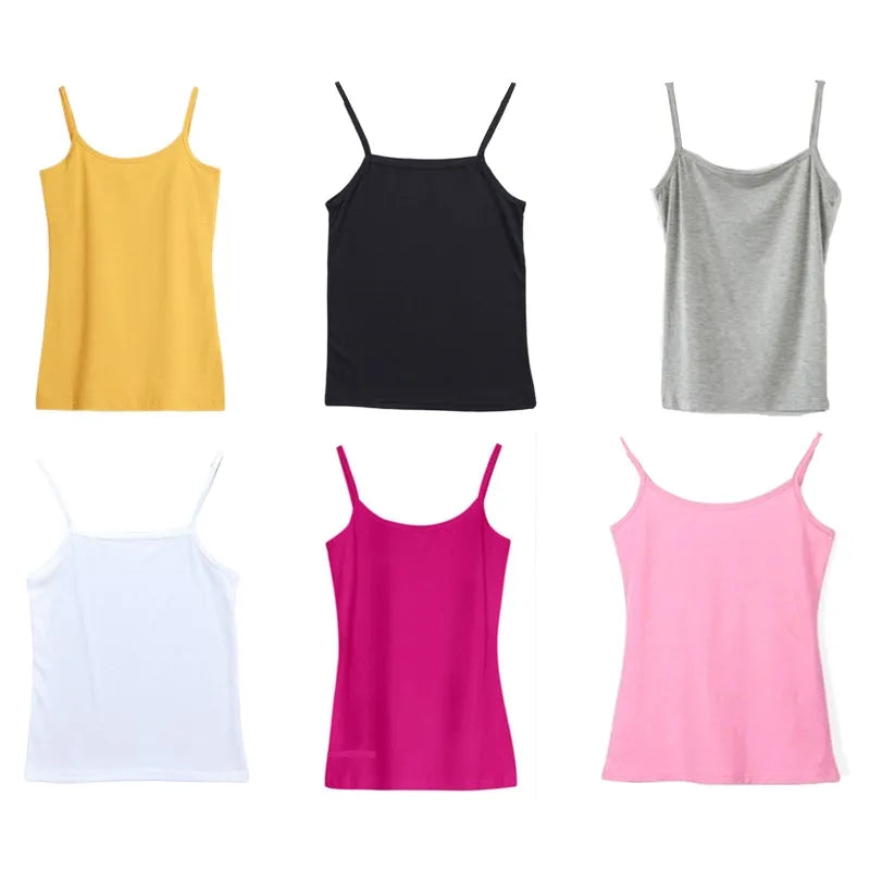 Women Summer Basic Solid Color Sleeveless Camisole Spaghetti