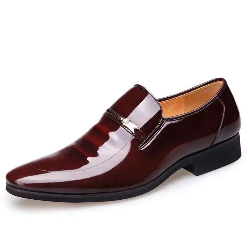 Leather Shoes Men L2 Breathable Patent Leather Formal Shoes Plus Size Man Office Wedding Flats Male Black.