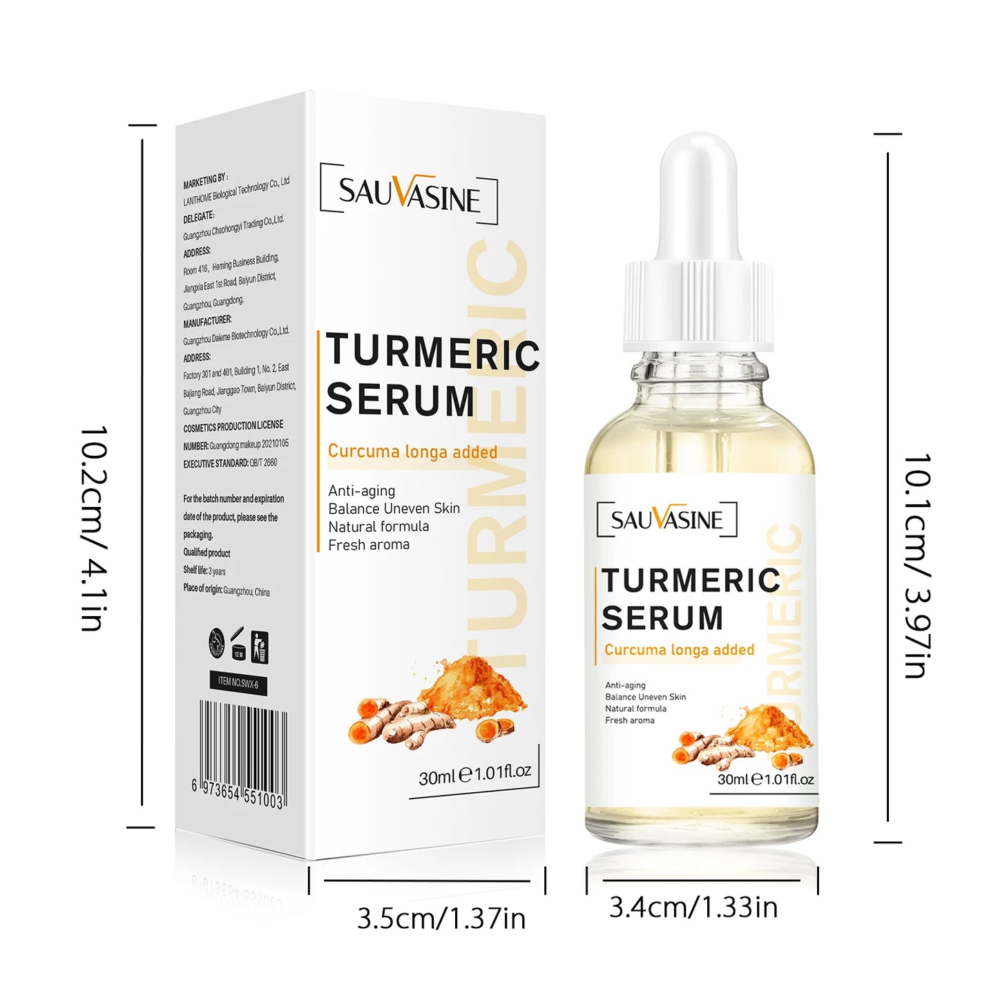 Turmeric Face Whitening Serum Anti Aging Wrinkle Balance Uneven Skin Moisturize Reduce Fine Lines Dark Spots Facial Essence Oil