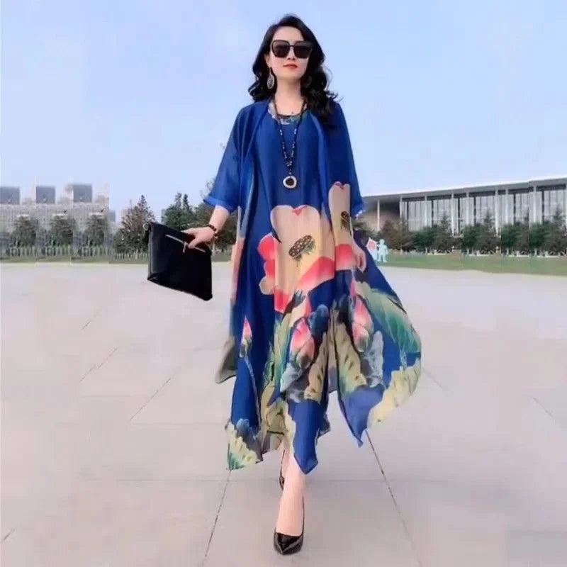 Long Dress Two Piece Suits Women Dress Sets Female Suits