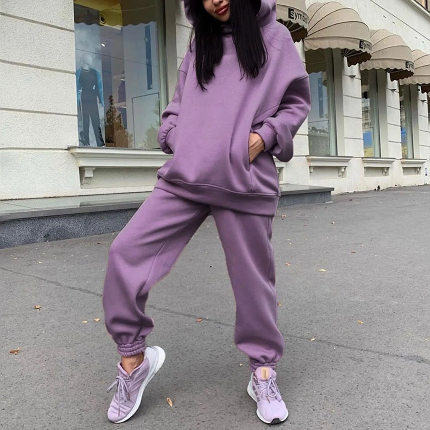 Tracksuit Fashion Hooded Sweatshirt And Pants Set 2 Piece Suits Women'S Solid Color Autumn Jogging Outfit