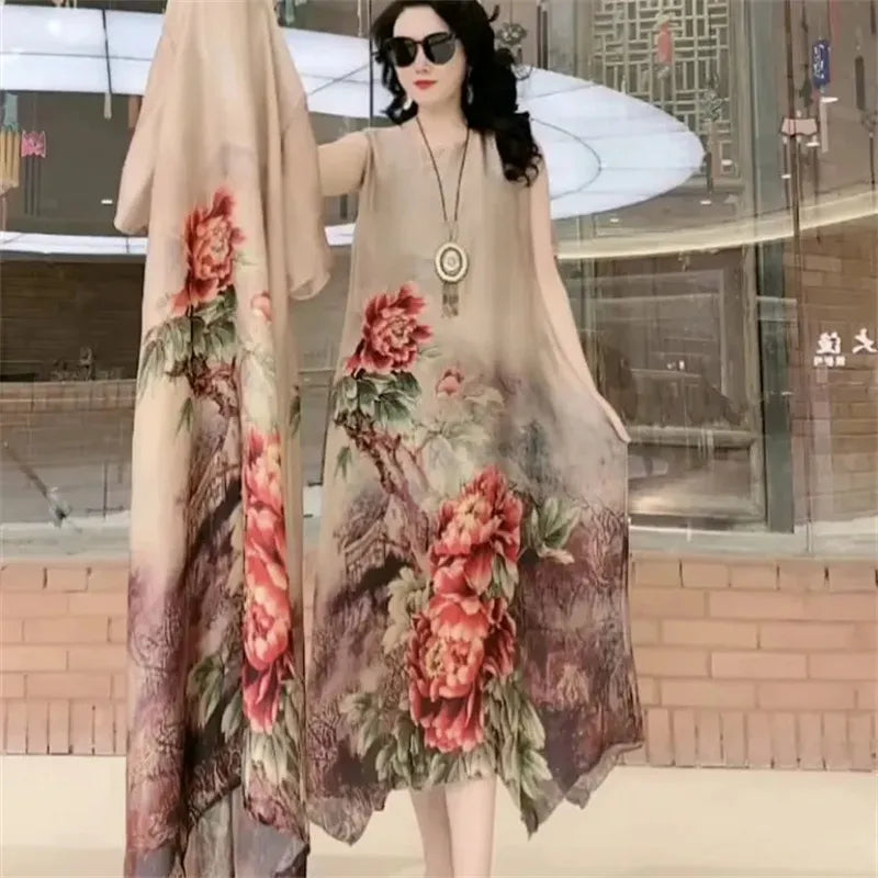 Long Dress Two Piece Suits Women Dress Sets Female Suits