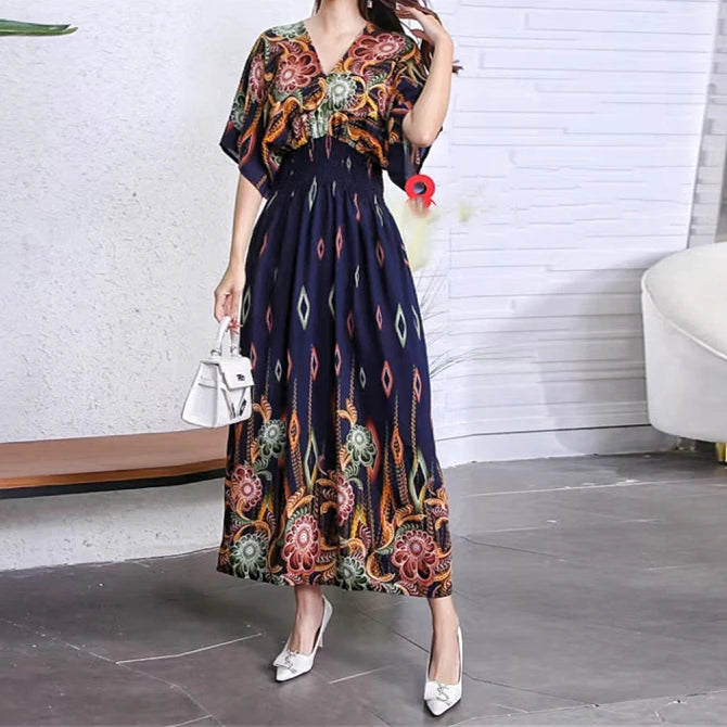 Large Swing Printed Long Skirt Autumn Summer Dress for Woman Clothes